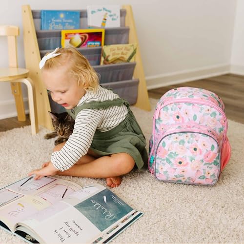 JumpOff Jo 12Inch Backpack for Boys Girls Ideal for School Travel with Padded Back Mesh Pocket Adjustable Straps Floral Watercolor - Image 3