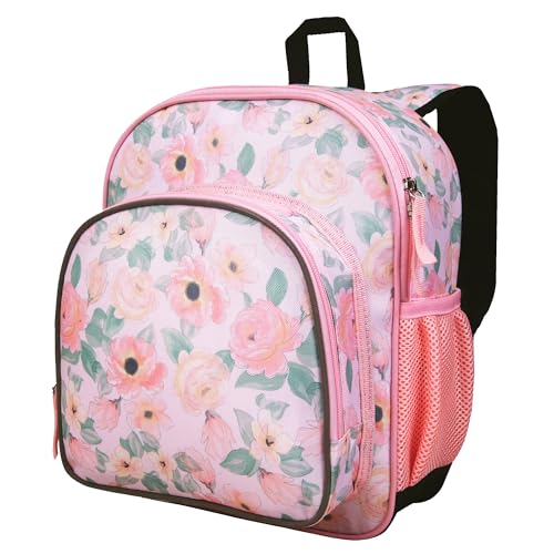 JumpOff Jo 12Inch Backpack for Boys Girls Ideal for School Travel with Padded Back Mesh Pocket Adjustable Straps Floral Watercolor - Image 1