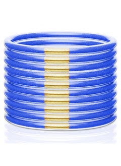 ZeeDix Blue Glitter Silicone Bracelet, Bangle - 10 Pack, Women'S Fashion Jewelry For Party, Work Or Casual Wear  - Image 1