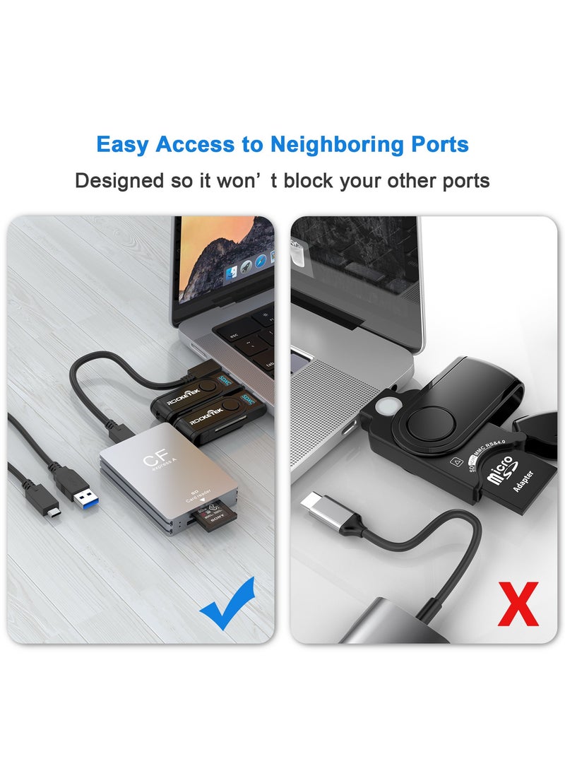 SYOSI قارئ بطاقات مزدوج الفتحات من النوع B وSD، USB 3.1 Gen 2 بسرعة 10 جيجابت في الثانية، قارئ بطاقات CF Express محمول، كابل USB C إلى USB A/C، متوافق مع أنظمة Windows وMac وLinux وAndroid - Image 5