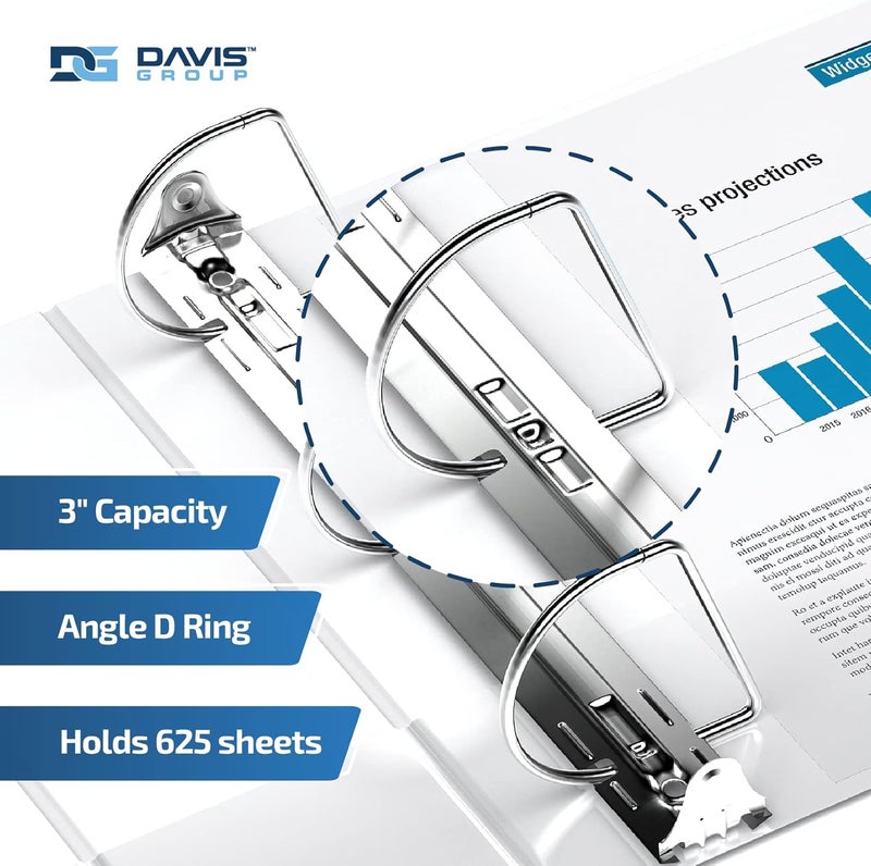 Davis Group Premium Economy 6-Pack 3-Ring Binders for School or Office, D-Ring Binders, 3 Inch, White - Image 2