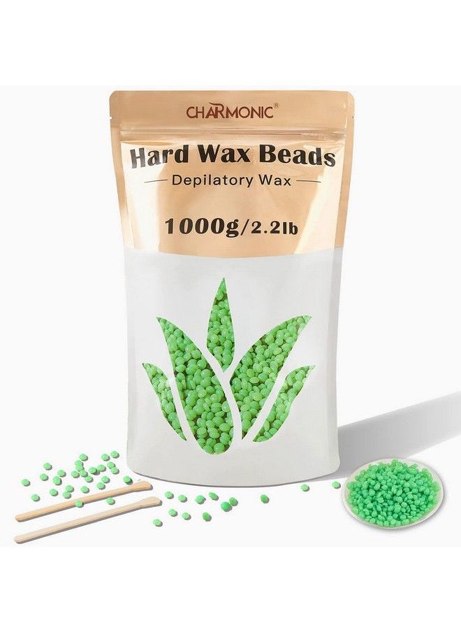 Charmonic 2.2Lb1000G حبيبات الشمع الصلبة حبيبات الشمع الصلبة مجموعة الشمع الصلبة للساقين والإبط والوجه والحاجب والبكيني وإزالة الشعر البرازيلي للنساء والرجال، حبيبات الشمع لإزالة الشعر لتدفئة الشمع تتضمن 50 عصا شمع  - Image 1