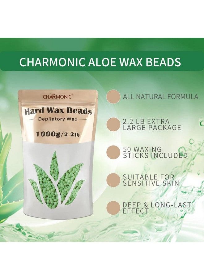 Charmonic 2.2Lb1000G حبيبات الشمع الصلبة حبيبات الشمع الصلبة مجموعة الشمع الصلبة للساقين والإبط والوجه والحاجب والبكيني وإزالة الشعر البرازيلي للنساء والرجال، حبيبات الشمع لإزالة الشعر لتدفئة الشمع تتضمن 50 عصا شمع  - Image 3