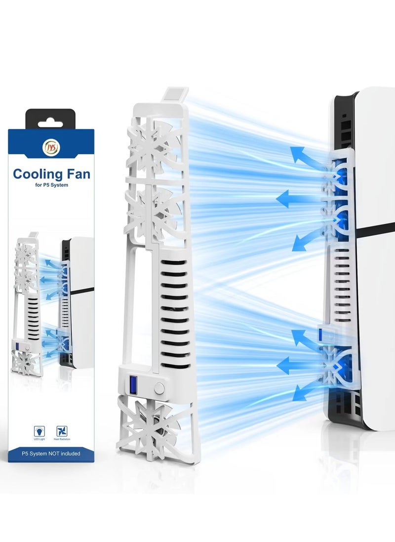 Chabeia PS5 Slim Cooling Fans, Cooling Fan for Sony PlayStation 5 Slim Disc Edition/Digital Edition with RGB Lighting and USB 3.0 Port  - Image 1