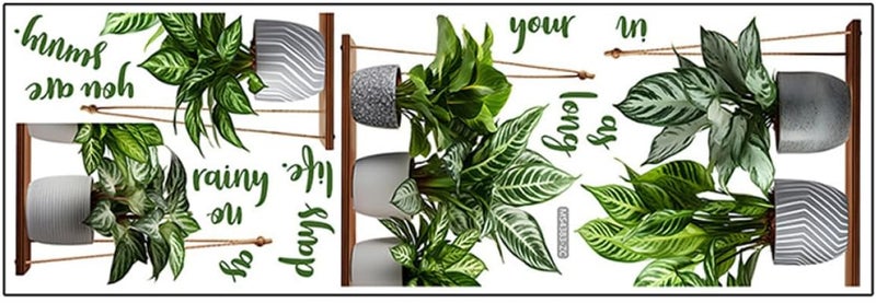 Potted Plant Wall Art Sticker 30x90cm Adhesive Green Plant Wall Decal Bonsai Mural Decoration for Living Room Home - Image 1