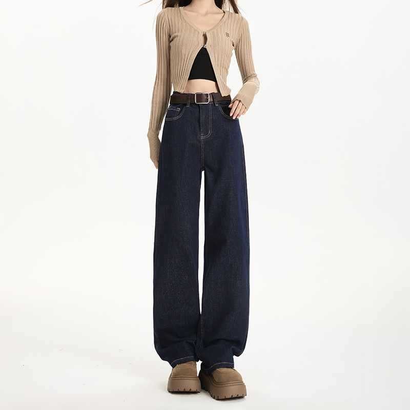 Anti-Fading Elastic Straight Non-Fading Original Color Slim Narrow Wide-Leg Jeans For Women Loose And Casual - Image 5