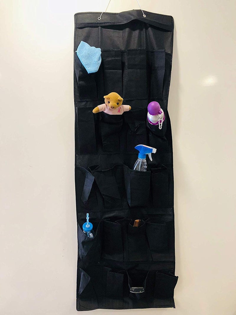 Go Hooked Go Hooked Over The Door Organizer 20 Pocket Over Door Hanging storage Bag Jumbo 20Pockets Multi Utility Organizer Black 535 inches high x 175 inches wide Organizer Maximum Storage Versatile  - Image 1