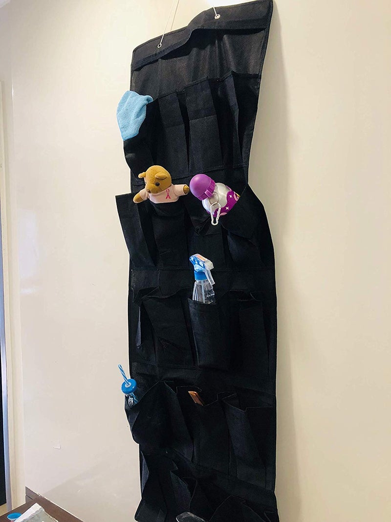 Go Hooked Go Hooked Over The Door Organizer 20 Pocket Over Door Hanging storage Bag Jumbo 20Pockets Multi Utility Organizer Black 535 inches high x 175 inches wide Organizer Maximum Storage Versatile  - Image 4