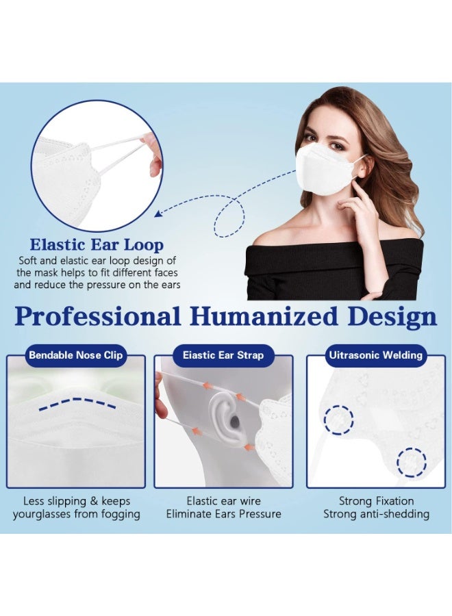 60PCS KF94 Disposable Face Mask,Individually Packaged,Fish Mouth Type 4-Ply Breathable Mask with Adjustable Nose,Daily Use - Image 4
