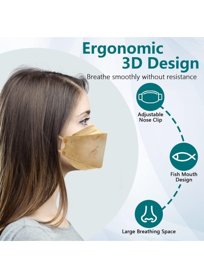 60PCS KF94 Disposable Face Mask,Individually Packaged,Fish Mouth Type 4-Ply Breathable Mask with Adjustable Nose,Daily Use - Image 3