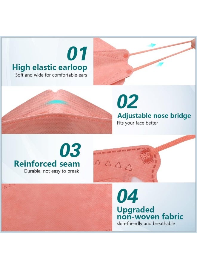 60PCS KF94 Disposable Face Mask,Individually Packaged,Fish Mouth Type 4-Ply Breathable Mask with Adjustable Nose,Daily Use - Image 5