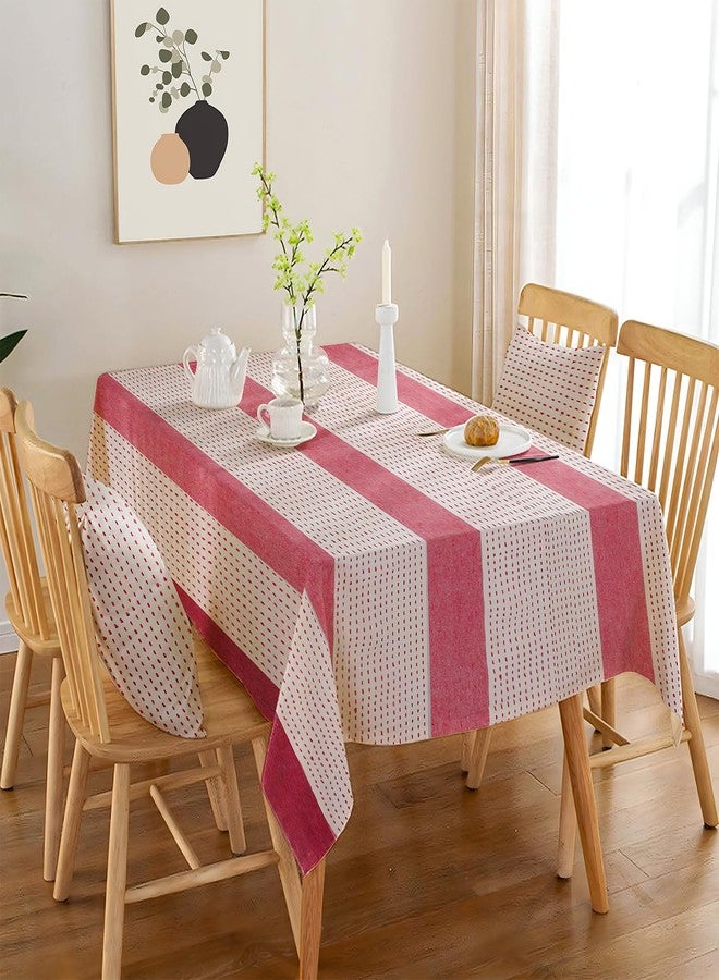 COMFORT WEAVE مفرش طاولة مريح مصنوع من القطن بنسبة 100%، مصبوغ بخيوط متعددة الألوان بنقشة مربعات، يتسع لأربعة أشخاص، مقاسه 140 سم عرضًا و152 سم طولًا، عبوة من قطعة واحدة - Image 1