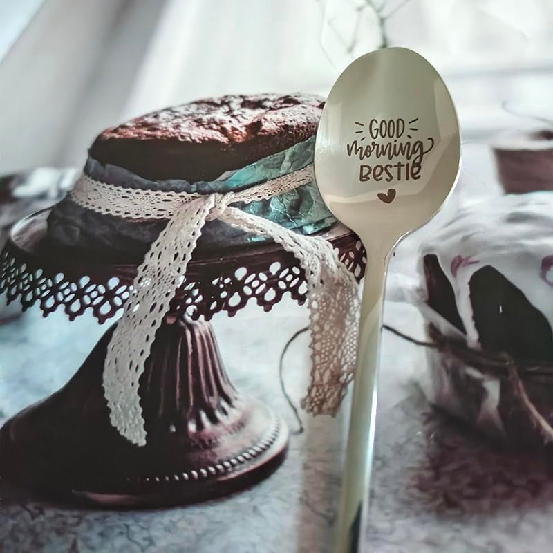 RFTWXHPN Bestie Best Friend Spoon Gifts for Women Teen Girls Good Morning Bestie Spoons for Best Friends Christmas Birthday Gift for BFF Friendship Gifts Coffee Tea Lover Gifts Spoon - Image 5