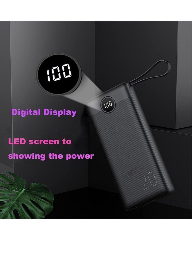 ELTRAZONE Portable Power Bank 20000mAh built-in cables, QI Fast Charge Slim Power Bank 20000mAh, Digital Display Power Bank 20000mAh for Iphone,Samsung and etc - Image 4