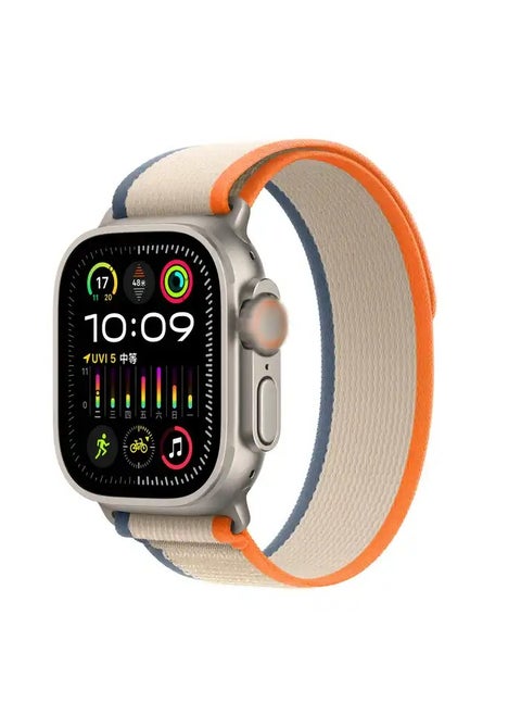 Trail Loop Nylon Weave Sport Loop Band for Apple Watch Ultra 2/SE/Series 9/8/7/6/5/4/3/2/1 - Orange/Beige