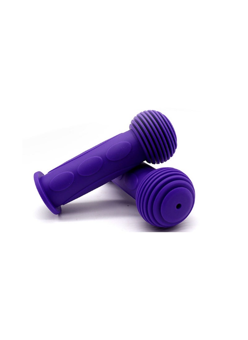 Purple Bicycle Handlebar Rubber Grips, One Pair Of Round-Head Grips, Soft And Comfortable
