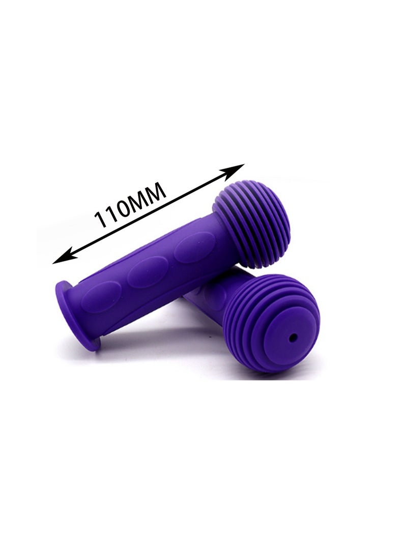 Purple Bicycle Handlebar Rubber Grips, One Pair Of Round-Head Grips, Soft And Comfortable