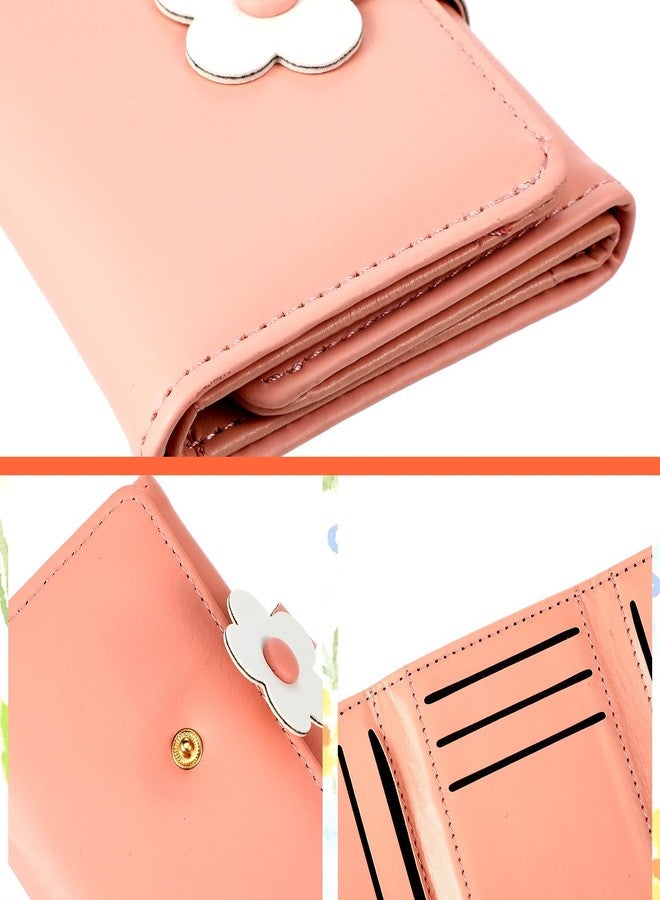 Bruislard Pink Wallet Cute Small Coin Purse Kawaii Flower Card Wallets for Girls Women ID Credit Card Holder - Image 4