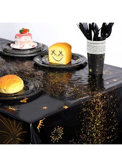 Remagr 3 Pack 80Th Birthday Decorations For Men 80Th Birthday Tablecloth Disposable Plastic 80Th Birthday Table Cover Rectangular Black And Gold Table Cloths For 80Th Parties Decoration (80Th)  - Image 5