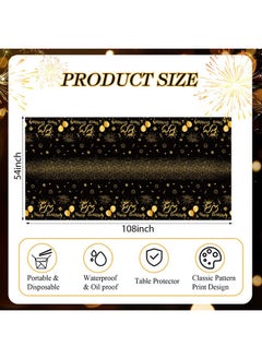 Remagr 3 Pack 80Th Birthday Decorations For Men 80Th Birthday Tablecloth Disposable Plastic 80Th Birthday Table Cover Rectangular Black And Gold Table Cloths For 80Th Parties Decoration (80Th)  - Image 2
