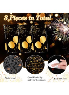 Remagr 3 Pack 80Th Birthday Decorations For Men 80Th Birthday Tablecloth Disposable Plastic 80Th Birthday Table Cover Rectangular Black And Gold Table Cloths For 80Th Parties Decoration (80Th)  - Image 4