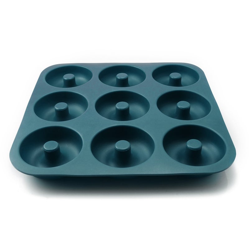 FUNLAVIE Large Professional Grade Donut Pan for Baking 9 Cavity Non-Stick Bagel Pan Silicone Donut Mold BPA Free 11.2 x 11.1 Inches - Image 1