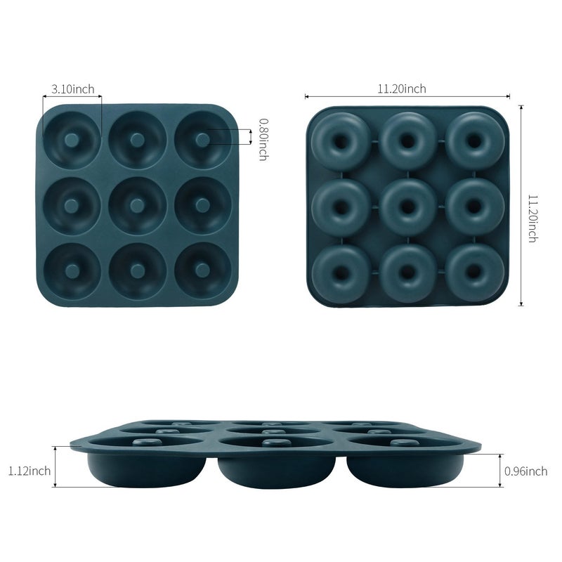FUNLAVIE Large Professional Grade Donut Pan for Baking 9 Cavity Non-Stick Bagel Pan Silicone Donut Mold BPA Free 11.2 x 11.1 Inches - Image 3