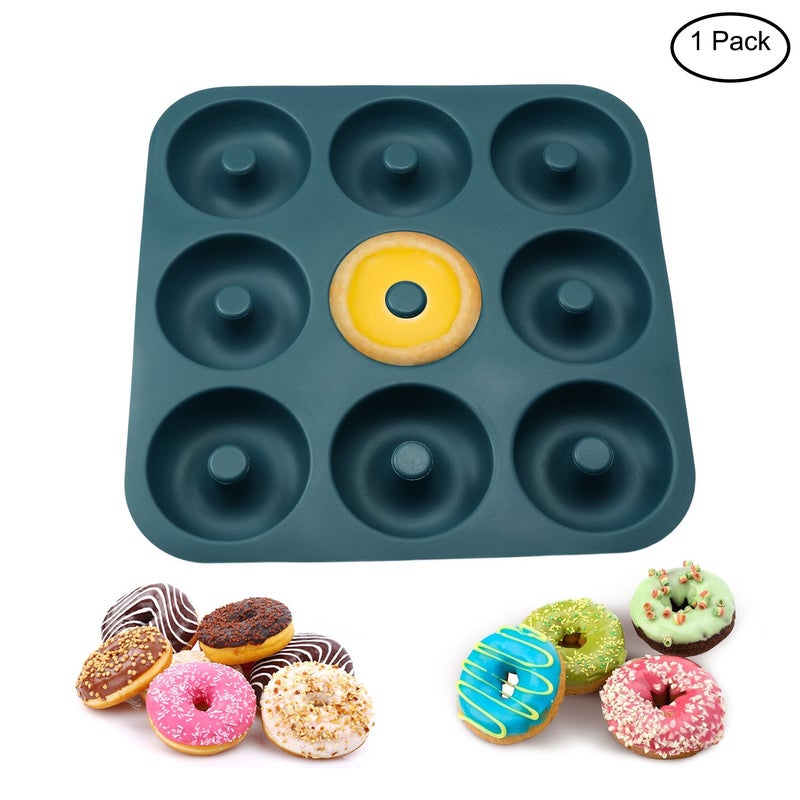 FUNLAVIE Large Professional Grade Donut Pan for Baking 9 Cavity Non-Stick Bagel Pan Silicone Donut Mold BPA Free 11.2 x 11.1 Inches - Image 2