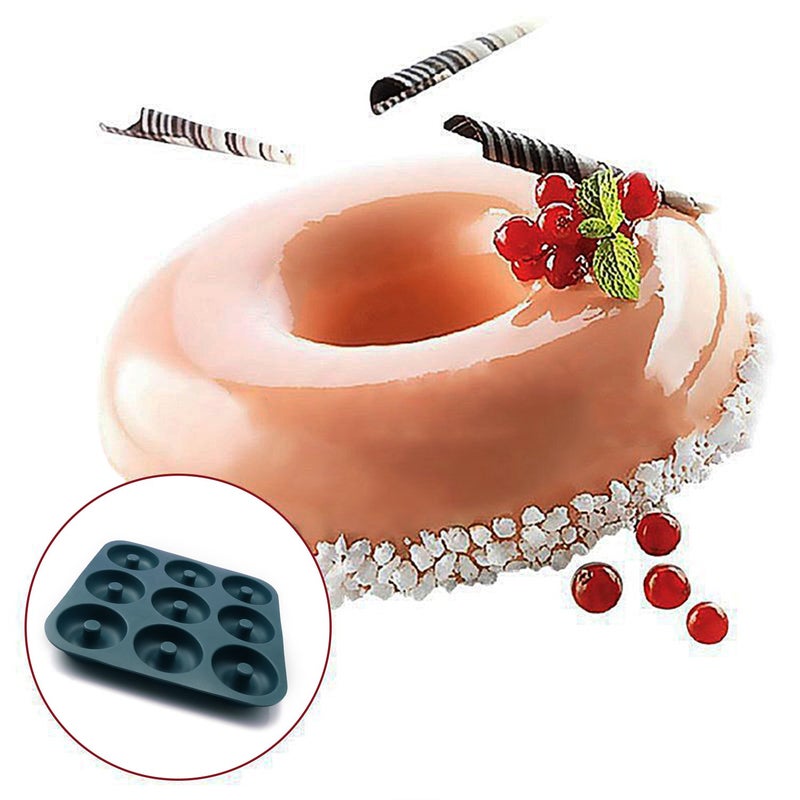 FUNLAVIE Large Professional Grade Donut Pan for Baking 9 Cavity Non-Stick Bagel Pan Silicone Donut Mold BPA Free 11.2 x 11.1 Inches - Image 5