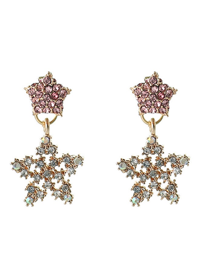 NIBEMINENT Alloy Star Dangle Earrings White/Pink/Gold  - Image 1