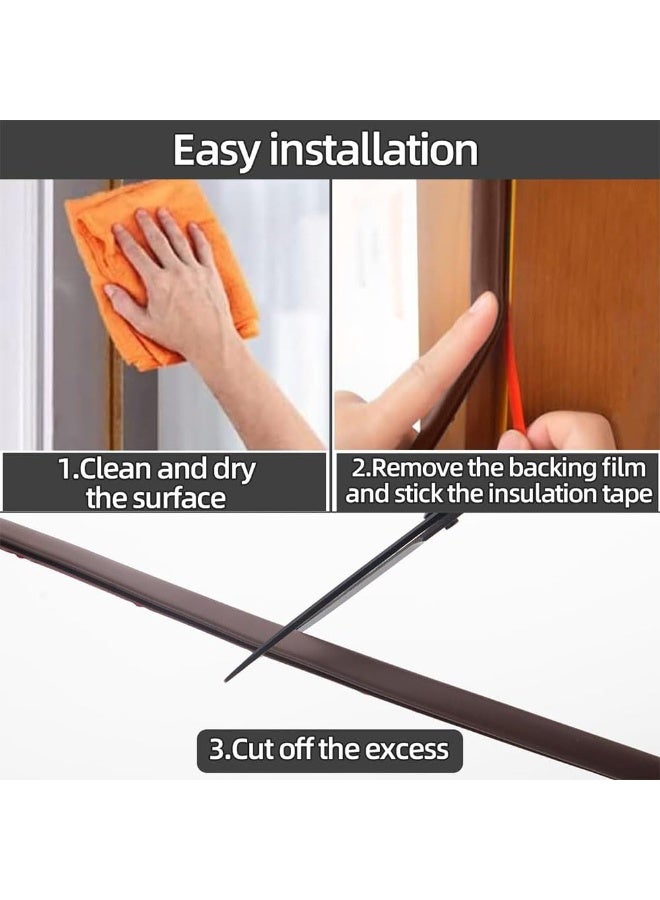 JZS Rubber Weather Stripping D Shape Door Seal Strip, Self-Adhesive Weatherstripping for Windows, Soundproofing, 6M, Brown - Image 3