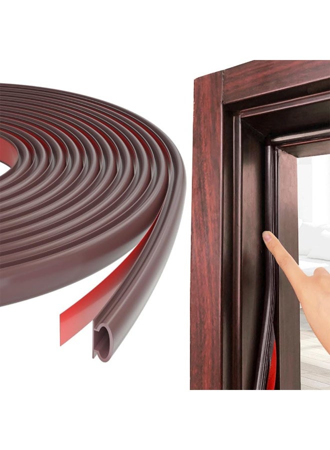 JZS Rubber Weather Stripping D Shape Door Seal Strip, Self-Adhesive Weatherstripping for Windows, Soundproofing, 6M, Brown - Image 1