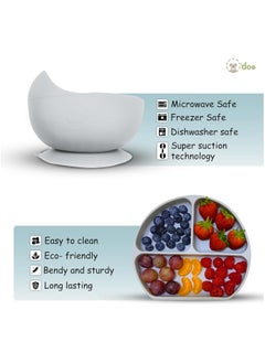 O'doe Baby Led Weaning Feeding Supplies for Toddlers, O'doe Baby Feeding Set | Suction Silicone Baby Bowl-Self Eating Utensils Set with Spoons, Bibs, Toddlers Spoon Set | Plate Kit | Set of 11  - Image 5