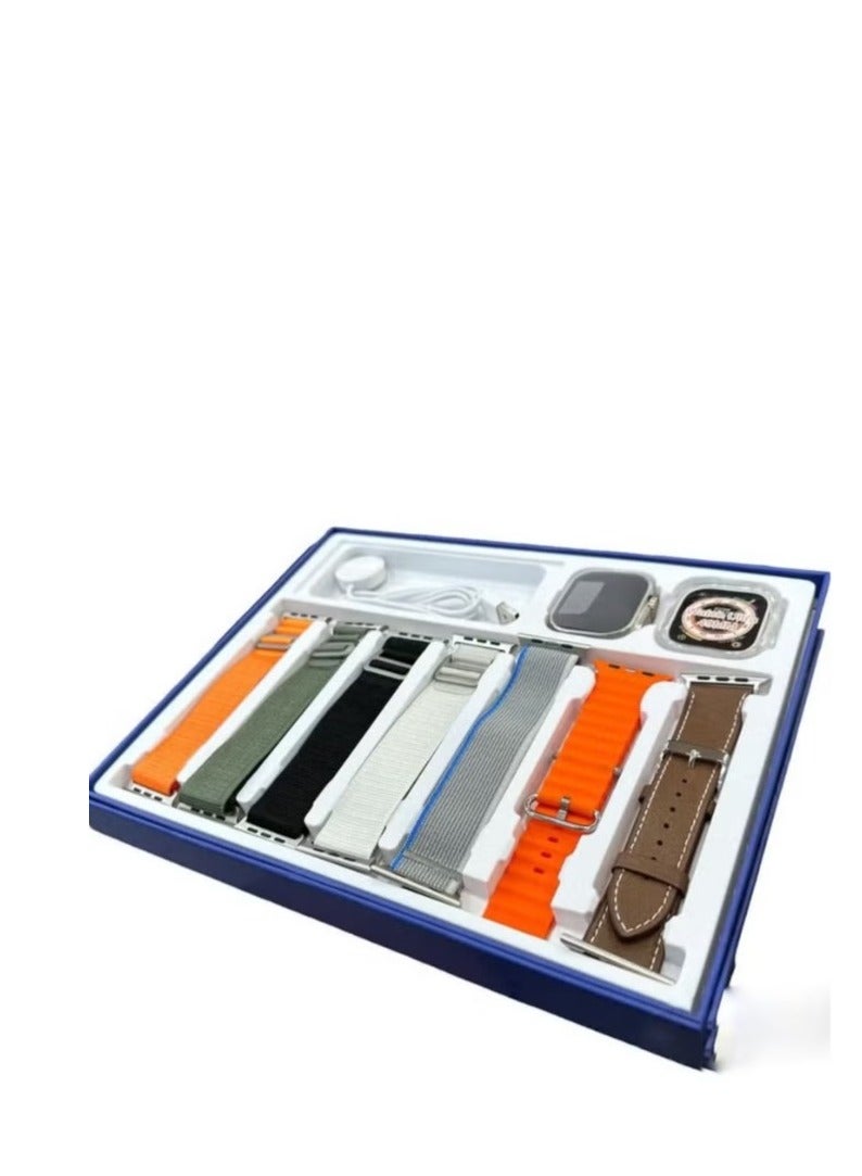 Bastec Smart Watch 7in1 Deluxe Edition Waterproof IP67 With Health Fitness Tracker Sport Watch Supports NFC with 7 Bracelets and Protection Cover 49MM-Multicolour - Image 1