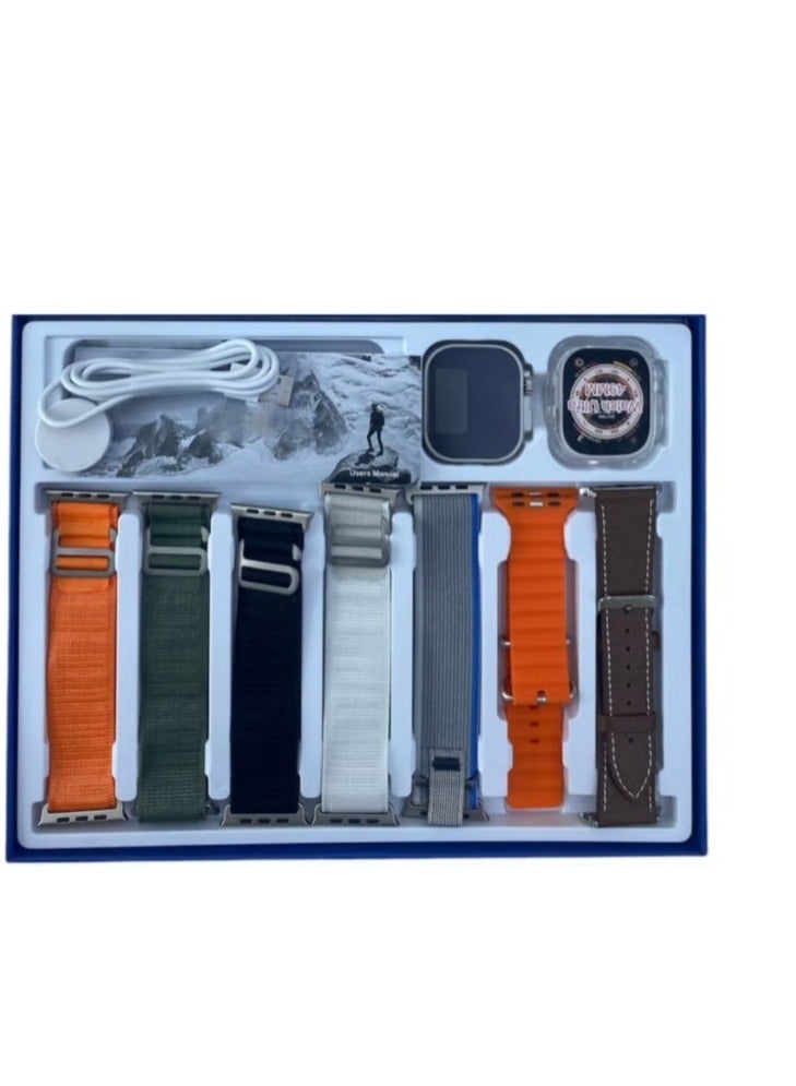 Bastec Smart Watch 7in1 Deluxe Edition Waterproof IP67 With Health Fitness Tracker Sport Watch Supports NFC with 7 Bracelets and Protection Cover 49MM-Multicolour - Image 3