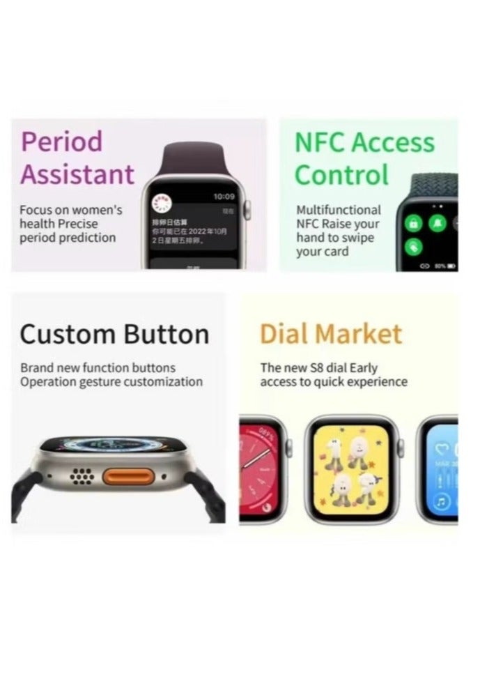 Bastec Smart Watch 7in1 Deluxe Edition Waterproof IP67 With Health Fitness Tracker Sport Watch Supports NFC with 7 Bracelets and Protection Cover 49MM-Multicolour - Image 4