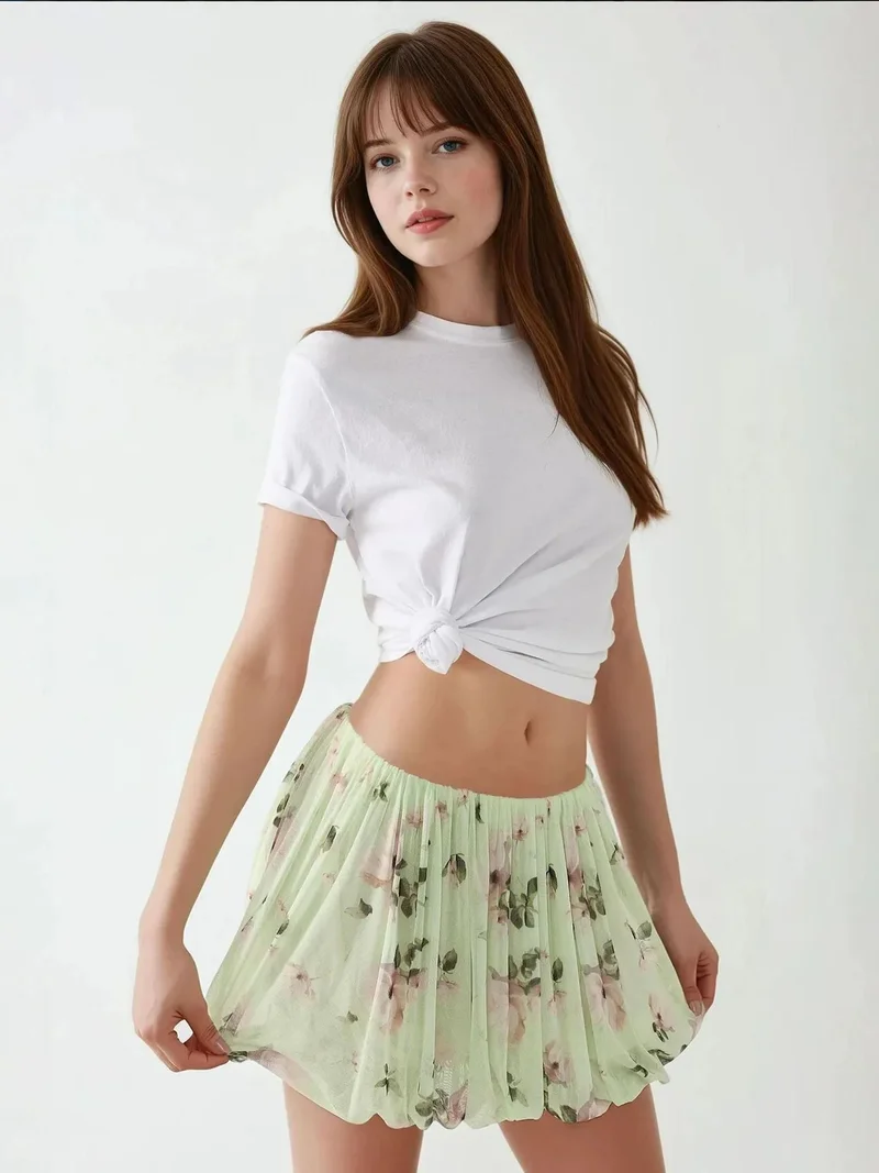 زوبعة تنورة بالون صغيرة بطبعة زهور