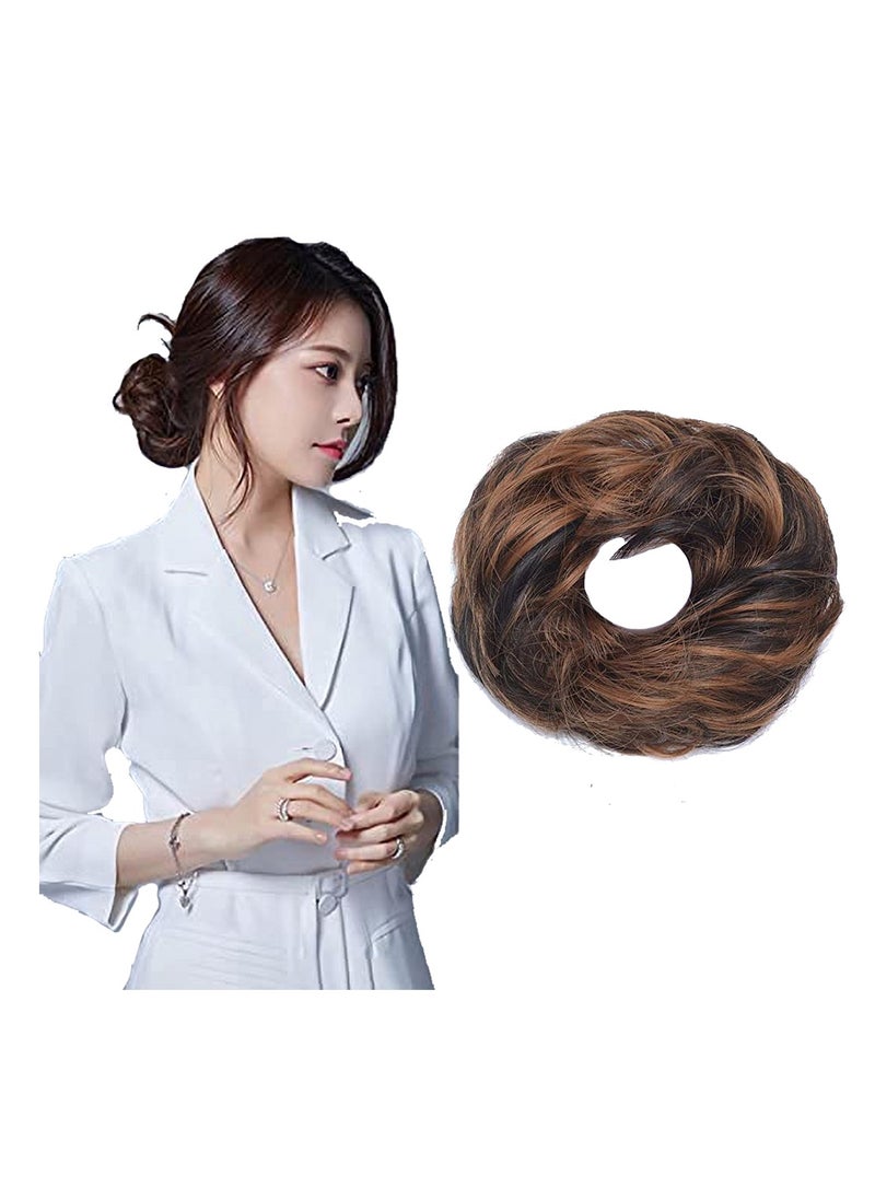 Estelle Messy Hair Bun Scrunchie with Elastic Rubber Band Ponytail Hair Extensions Updo Chignon Donut Ponytail Hairpiece Synthetic Tousled Hair for Women (Color #27H4)  - Image 2