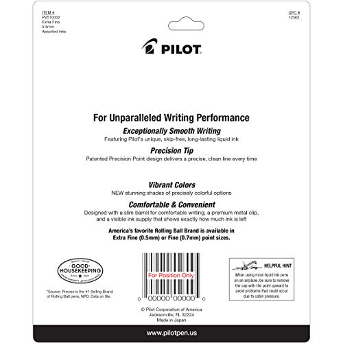 Pilot Precise V5 Capped Liquid Ink Rollerball Pens, Extra Fine Point Ink Pens 0.5 mm, Colored, Assorted Colors, Pack of 10 - Ideal for School, Journaling, & Office Writing - Image 5