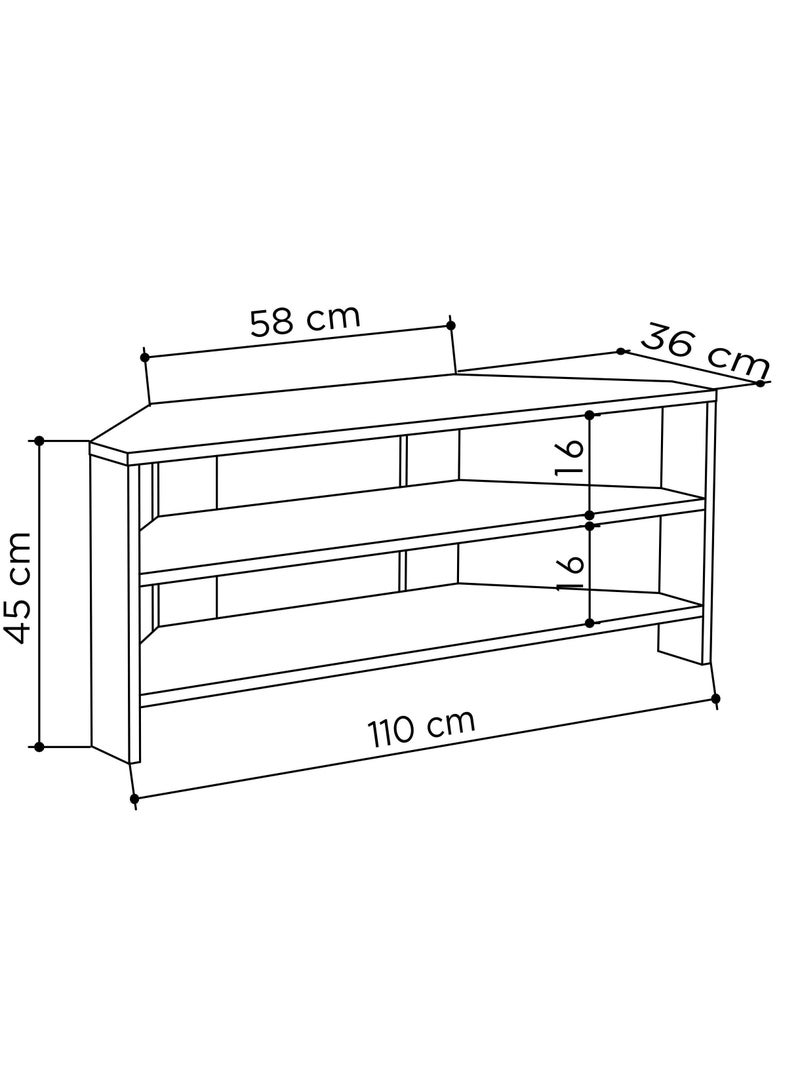 Mourah Home طاولة تلفزيون زاوية حديثة من ثاليس تصلح للتلفزيونات حتى 43 بوصة | طاولة تلفزيون موفرة للمساحة مع تخزين | 110X36X45 سم | بني - Image 4
