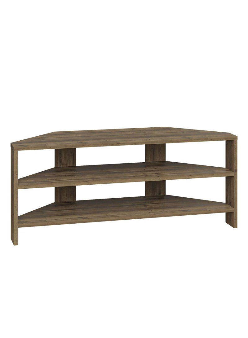 Mourah Home طاولة تلفزيون زاوية حديثة من ثاليس تصلح للتلفزيونات حتى 43 بوصة | طاولة تلفزيون موفرة للمساحة مع تخزين | 110X36X45 سم | بني - Image 5