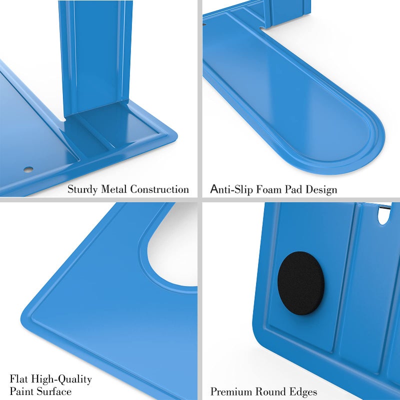 Optomni Bookends  Book End Supports Heavy Duty Metal Bookend Support  Book Ends Supports For Shelves Decor Home Office School (2 Pairs/4 Pieces  Blue) - Image 4