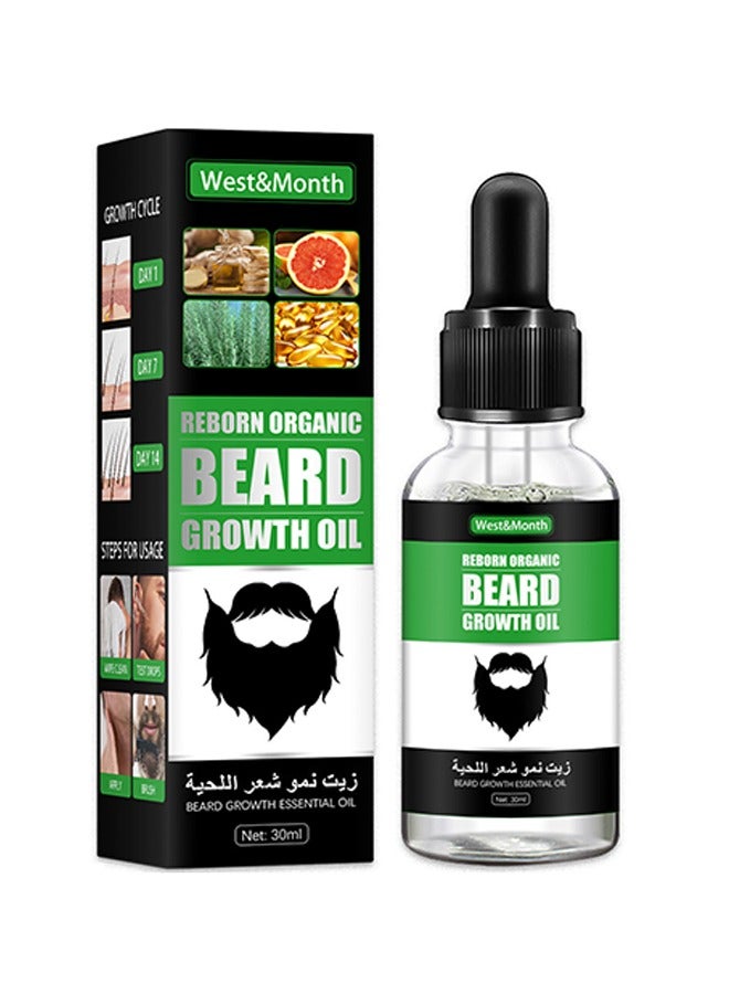 West&Month Beard Growth Oil, For Beard More Full And Thick, Beard Growth Serum Of Plant Extraction, Pure Natural Promote Beard And Hair Growth 30ml  - Image 1