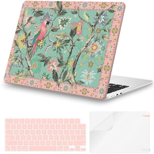 iCasso for M4 MacBook Air 13 inch Case 2025 2024-2022 M3 M2 Model A 3240 A3113 A2681, Sturdy Protective Hard Shell Case for Mac Air 13.6", Keyboard Cover + Screen Protector,Parrot Green - Image 1