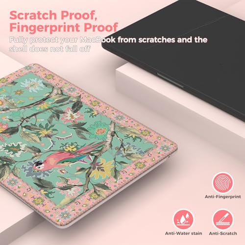 iCasso for M4 MacBook Air 13 inch Case 2025 2024-2022 M3 M2 Model A 3240 A3113 A2681, Sturdy Protective Hard Shell Case for Mac Air 13.6", Keyboard Cover + Screen Protector,Parrot Green - Image 3
