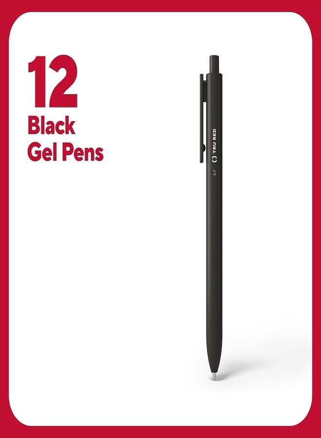 TRU RED Retractable Quick Dry Gel Pens, Medium Point, 0.7mm, Black, Dozen (TR54498) - Image 2