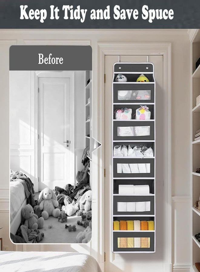 Coraltree Over the Door Organizer, Heavy-Duty 5-Shelf Hanging Storage with 5 Mesh Pockets, 55lbs Capacity Behind the Door Storage for Nursery, Bathroom, Bedroom, and Dorm - Black - Image 2