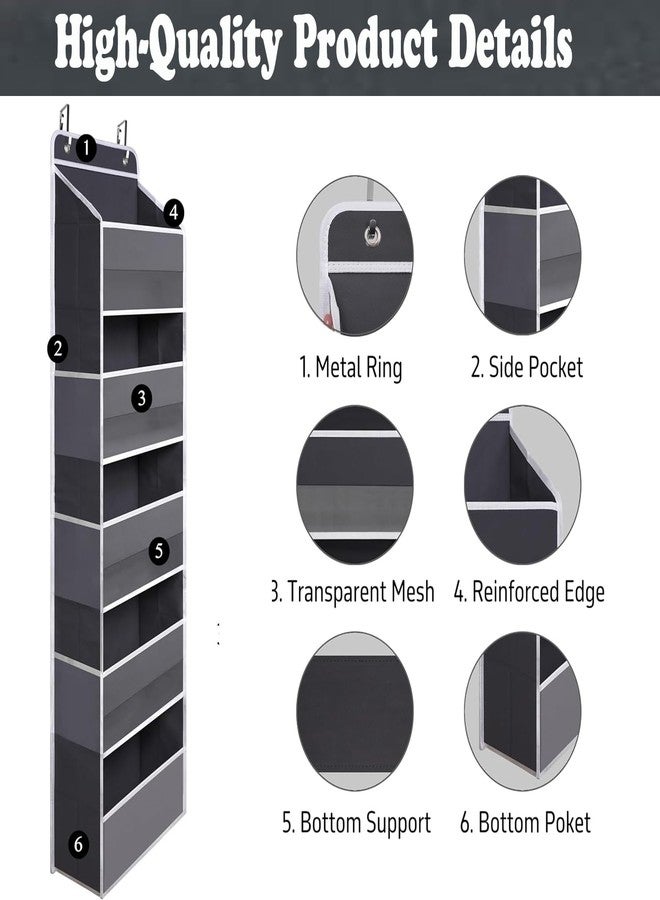Coraltree Over the Door Organizer, Heavy-Duty 5-Shelf Hanging Storage with 5 Mesh Pockets, 55lbs Capacity Behind the Door Storage for Nursery, Bathroom, Bedroom, and Dorm - Black - Image 4