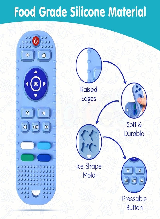Kidology Silicone Remote Teether for Baby, Remote Teether for 3+ Months and 6 to 12 Months Kids, Teething Toy Chewable Colour & Shape Recognition (Blue) - Image 4