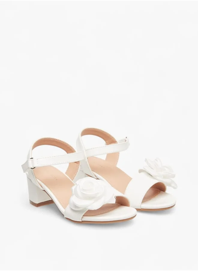 Flora Bella By Shoexpress Girls Flower Applique Sandals with Hook and Loop Closure Ramadan Collection